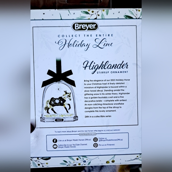 "Breyer" Horse Ornament Highlander 2023 Stirrup Ornament Mint Cond New in Box - Picture 2 of 2